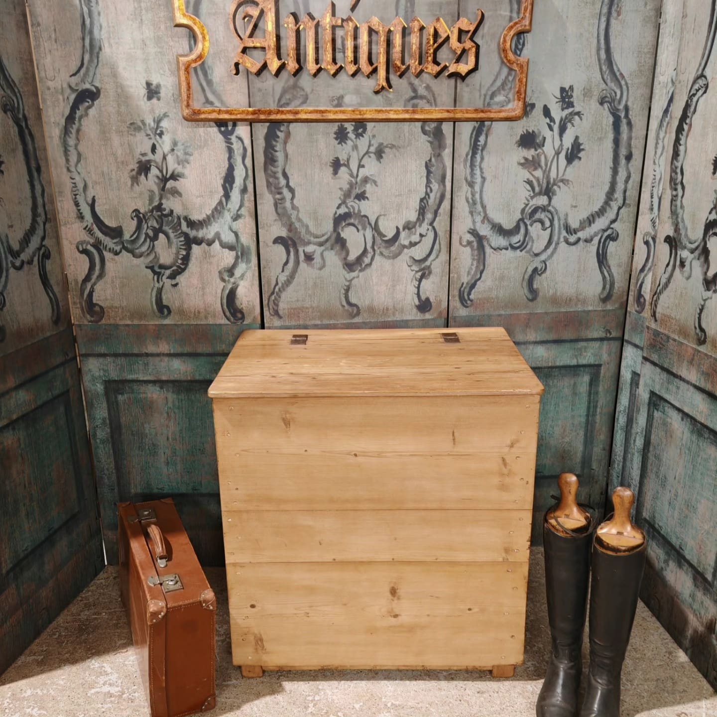 tall restored and waxed linen bin