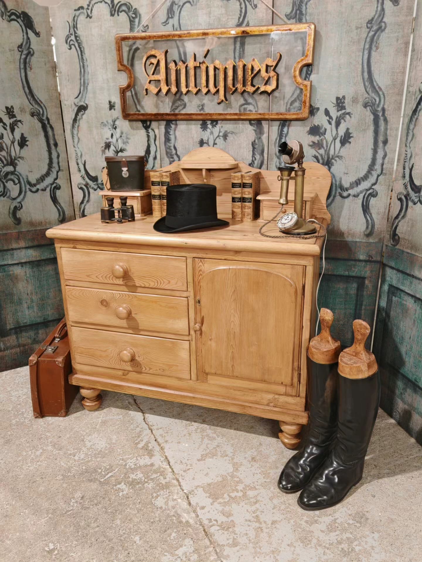 Victorian pine sideboard with upstand SOLD