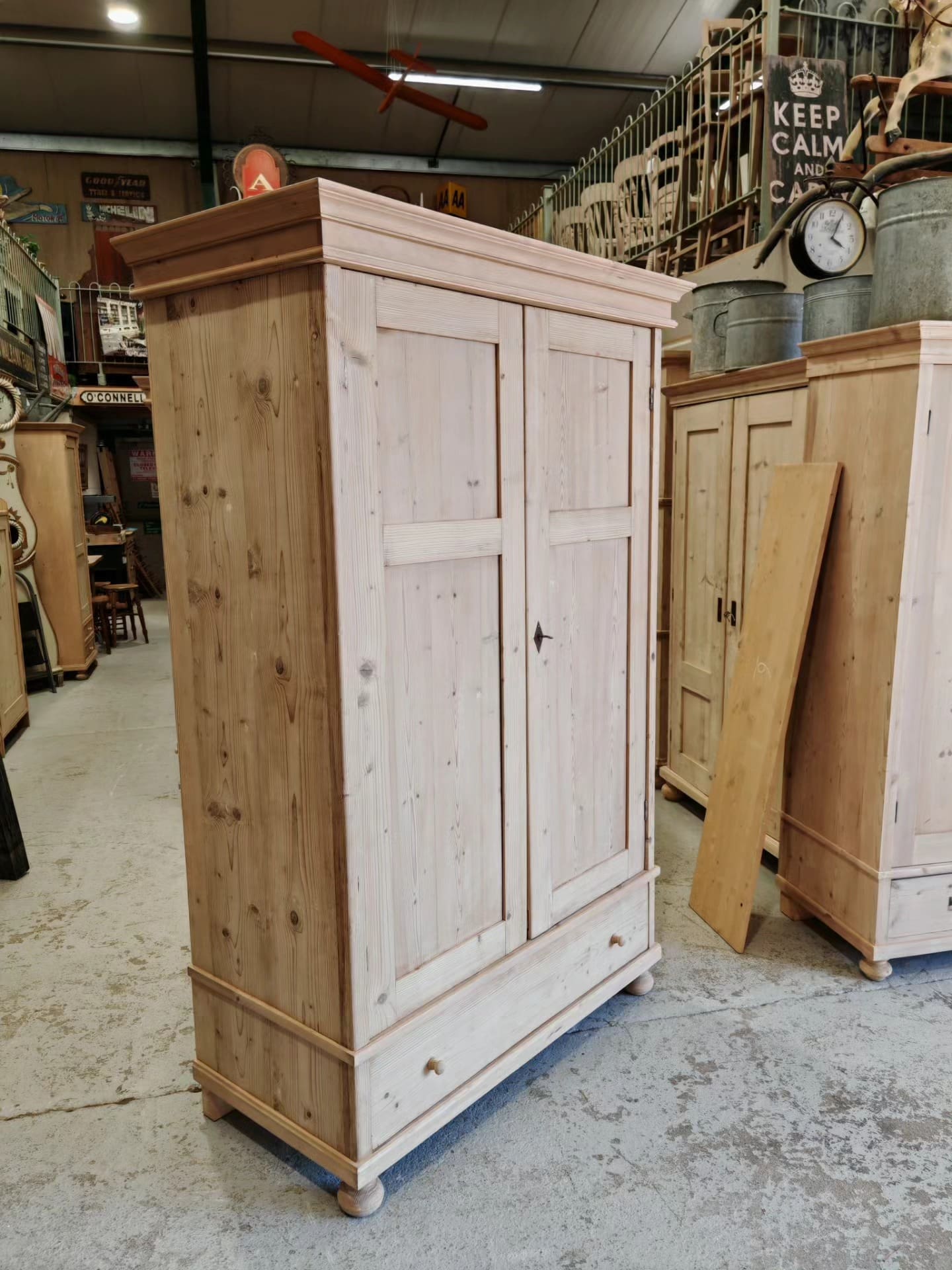Antique pine Dutch 2 door wardrobe single drawer – SOLD