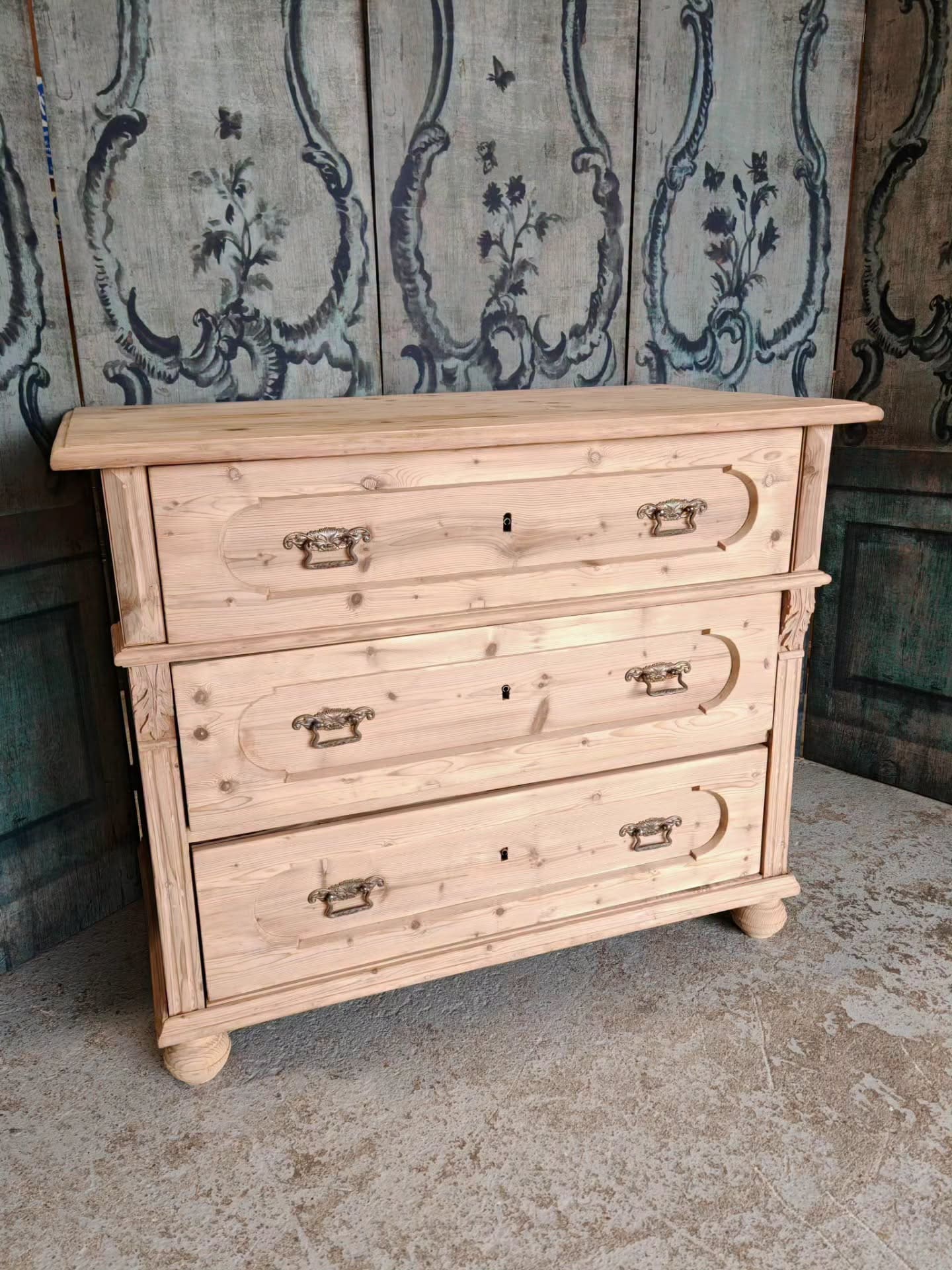 3 drawer eastern European pine antique chest