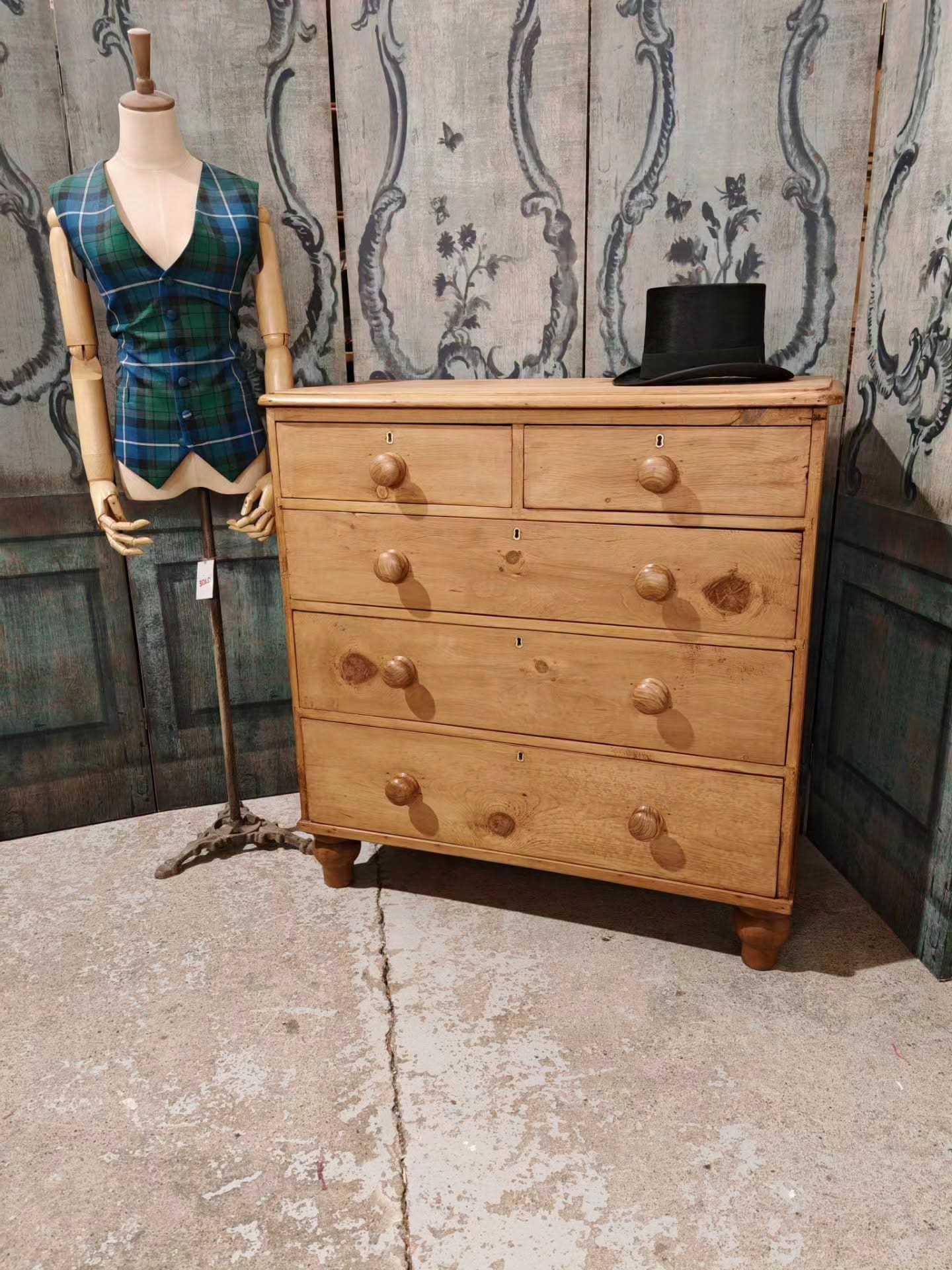fully stripped, sanded and waxed Victorian chest