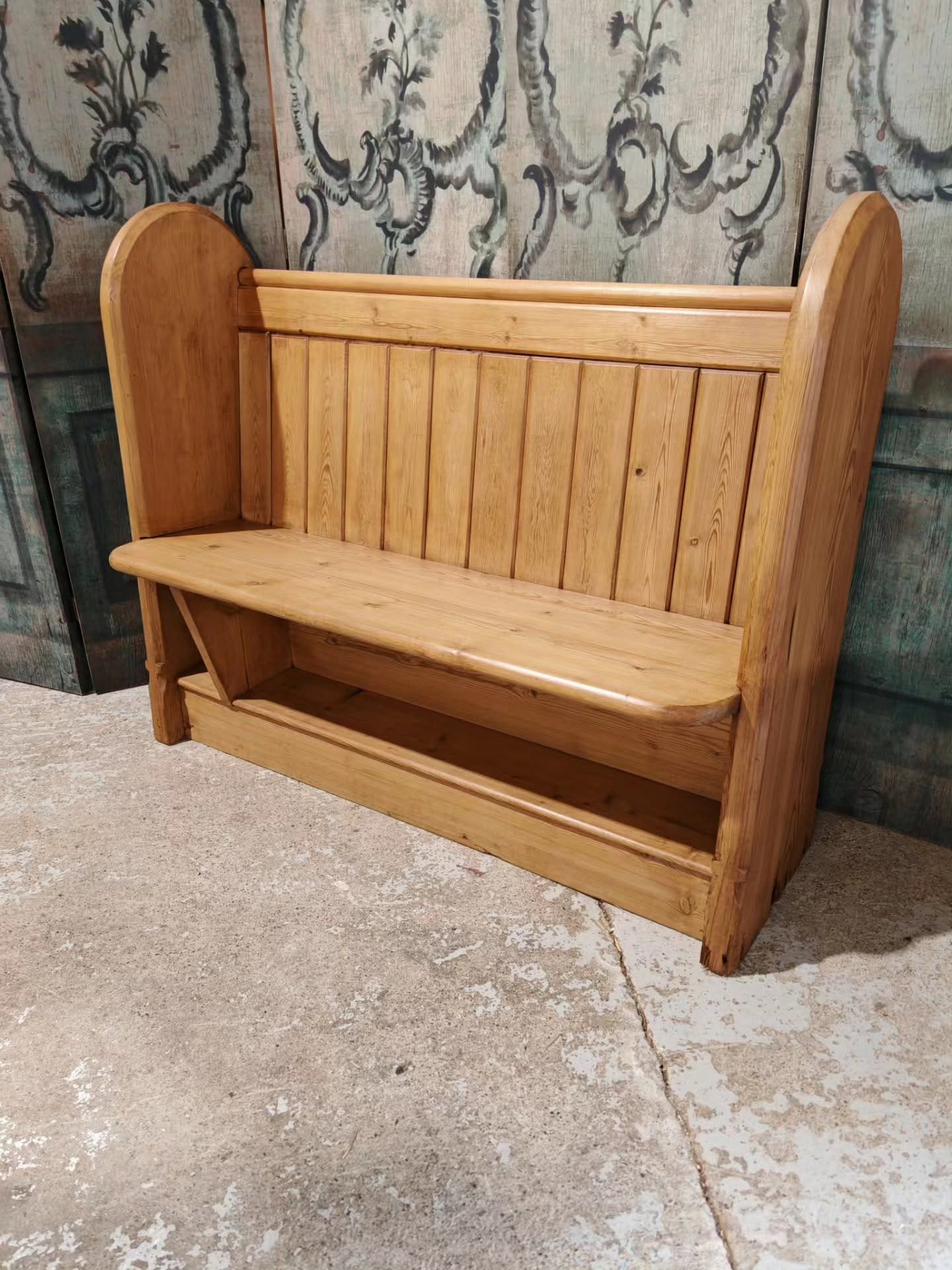 Restored Victorian Pine Church Pew